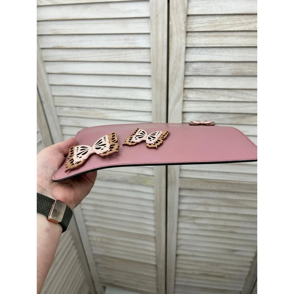 Kate Spade Little Len All The Buzz Butterfly Clutch Dusty Peony Pink Cottagecore